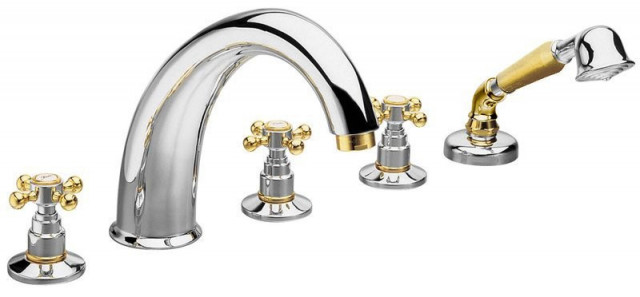 Sapho ANTEA pětiprvková baterie na okraj vany, chrom/zlato