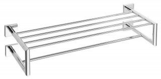 Sapho X-SQUARE polička na ručníky dvojitá s hrazdou 600x160x225mm, chrom