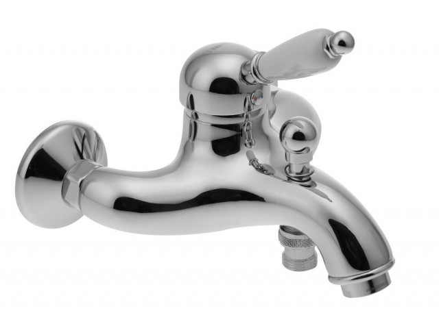 Sapho KIRKÉ WHITE nástěnná vanová baterie, bílá páčka, chrom