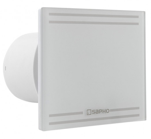 Sapho GLASS koupelnový ventilátor axiální, 8W, potrubí 100mm, bílá