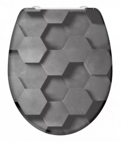 Eisl WC sedátko Grey Hexagons duroplast SoftClose, EasyTake