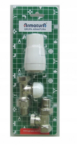 Komplet ROVNÝ termostatická hlavice s připojovacími ventily