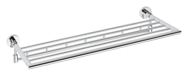 Sapho X-ROUND polička na ručníky výklopná s háčky 600mm, chrom
