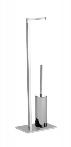 Gedy Stojan s držákem na toaletní papír a WC štětkou, hranatý, chrom