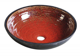 Sapho ATTILA keramické umyvadlo, průměr 43cm, tomatová červeň/petrolejová