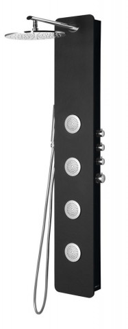 Polysan SPIRIT ROUND termostatický sprchový panel nástěnný, 250x1550mm, černá