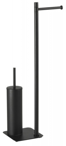 Gedy ARTU stojan s držákem na toaletní papír a WC štětkou, hranatý, černá mat