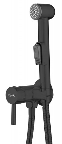 Aqualine Podomítková bidetová baterie se Stop sprškou, hadice 1,2m, kulatá, černá mat