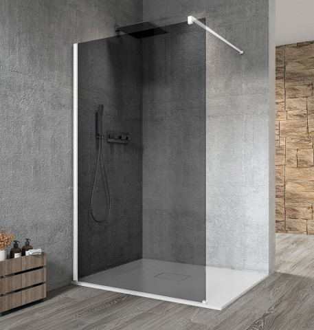 Gelco VARIO WHITE jednodílná sprchová zástěna k instalaci ke stěně, kouřové sklo, 800 mm