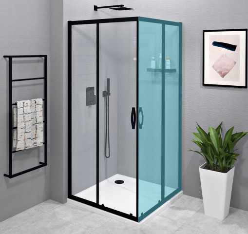 Gelco SIGMA SIMPLY BLACK sprchové dveře posuvné pro rohový vstup 900 mm, čiré sklo