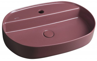 Isvea INFINITY OVAL keramické umyvadlo na desku, 60x40cm, maroon red