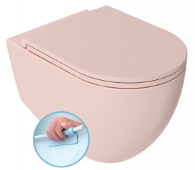 Isvea INFINITY závěsná WC mísa, Rimless, 36,5x53cm, růžová Salmon