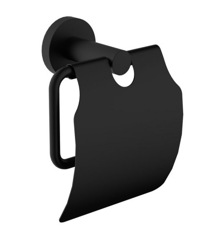 Sapho X-ROUND BLACK držák toaletního papíru, s krytem, černá mat