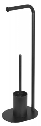 Aqualine SAMBA stojan s držákem na toaletní papír a WC štětkou, černá