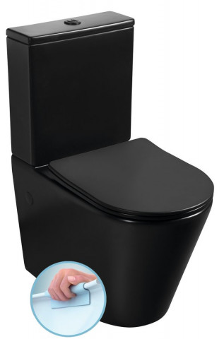 Sapho PACO RIMLESS WC kombi mísa s nádržkou, spodní/zadní odpad, černá mat