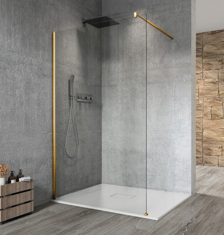 Gelco VARIO GOLD MATT jednodílná sprchová zástěna k instalaci ke stěně, čiré sklo, 900 mm