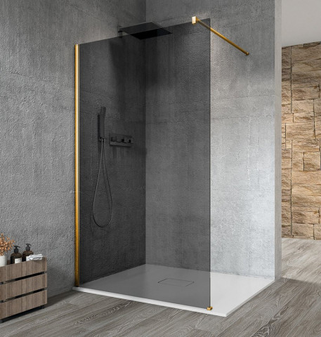 Gelco VARIO GOLD MATT jednodílná sprchová zástěna k instalaci ke stěně, kouřové sklo, 800 mm