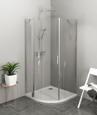 Polysan ZOOM čtvrtkruhová sprchová zástěna 900x900mm, čiré sklo, levá