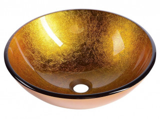Sapho AGO skleněné umyvadlo na desku Ø 42 cm, zlatě oranžová