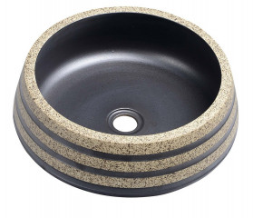 Sapho PRIORI keramické umyvadlo na desku, Ø 41cm, černá/kámen