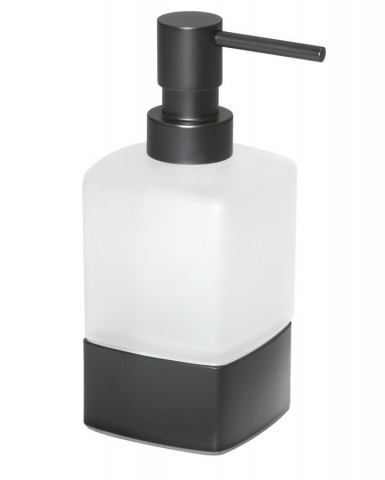 Gedy LOUNGE dávkovač mýdla na postavení, 280 ml, mléčné sklo, černá mat