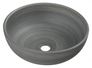 Sapho PRIORI keramické umyvadlo na desku, Ø 41 cm, šedá se vzorem