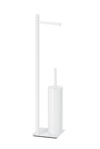 Gedy TRILLY stojan s držákem na toaletní papír a WC štětkou, hranatý, bílá mat