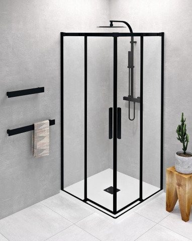 Polysan ALTIS BLACK čtvercový sprchový kout 900x900 mm, rohový vstup, čiré sklo