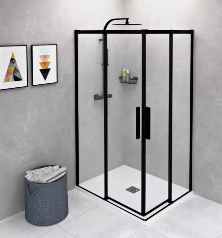 Polysan ALTIS BLACK obdélníkový sprchový kout 900x800 mm, L/P varianta, rohový vstup, čiré sklo