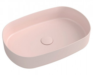 Isvea INFINITY OVAL keramické umyvadlo na desku, 55x36cm, růžová Salmon