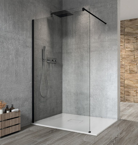 Gelco VARIO BLACK jednodílná sprchová zástěna k instalaci ke stěně, čiré sklo, 700 mm