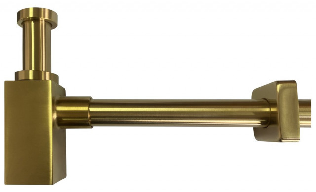 Sapho Umyvadlový sifon 5/4", odpad 32mm, hranatý, zlato mat