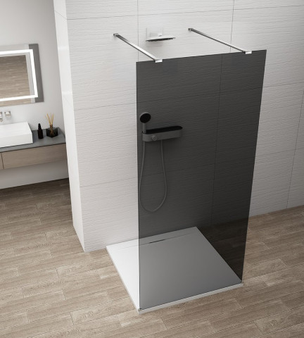 Polysan ESCA CHROME jednodílná sprchová zástěna do prostoru, kouřové sklo, 1300 mm