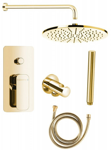 Sapho SPY podomítkový sprchový set s pákovou baterií, otočný přepínač, 2 výstupy, zlato