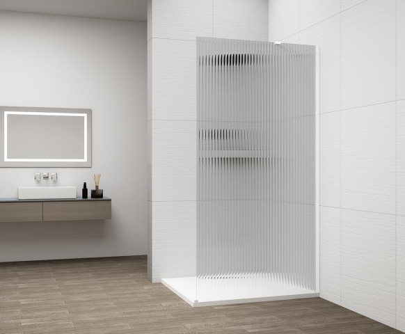 Polysan ESCA WHITE MATT jednodílná sprchová zástěna k instalaci ke stěně, sklo Flute, 1000 mm