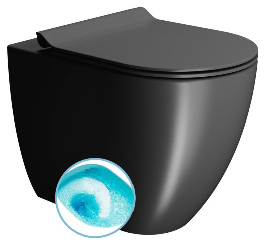 GSI PURA WC mísa stojící, Swirlflush, 36x55cm, spodní/zadní odpad, černá dual-mat