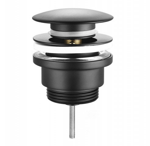 Sapho Umyvadlová výpust 5/4“, click-clack, velká zátka, 10-55mm, černá mat