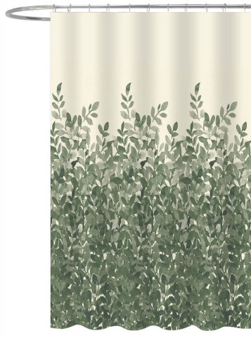 Aqualine Sprchový závěs 180x200cm, polyester, zelené listy
