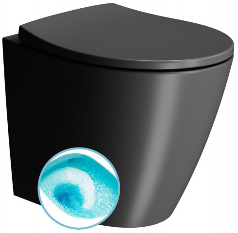 GSI MODO WC mísa stojící, Swirlflush, 37x52cm, spodní/zadní odpad, černá dual-mat