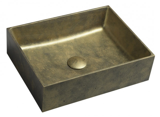 Sapho FORMIGO betonové umyvadlo na desku, 47,5x36,5cm, zlato