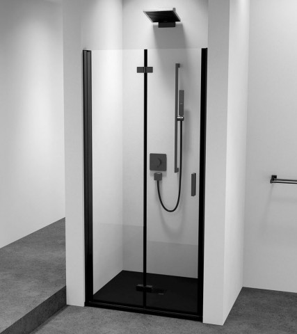 Polysan ZOOM BLACK sprchové dveře do niky 800mm, čiré sklo, levé