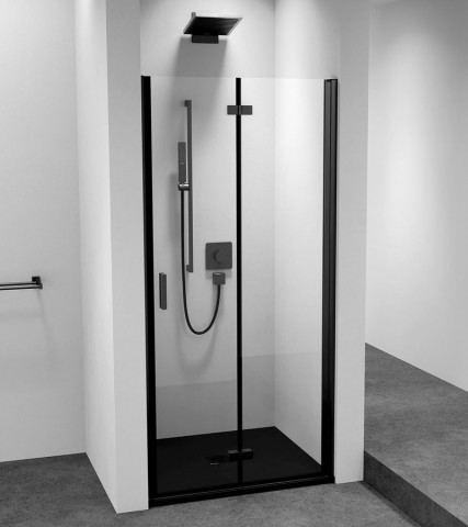 Polysan ZOOM BLACK sprchové dveře do niky 800mm, čiré sklo, pravé
