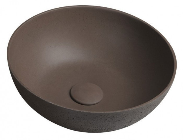 Sapho FORMIGO betonové umyvadlo na desku, Ø 39cm, tmavě hnědá