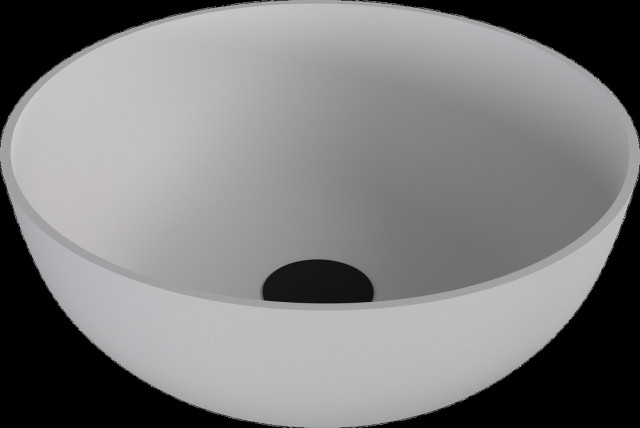 Polysan BANERA ROUND umyvadlo na desku, litý mramor, průměr 39cm, bílá mat