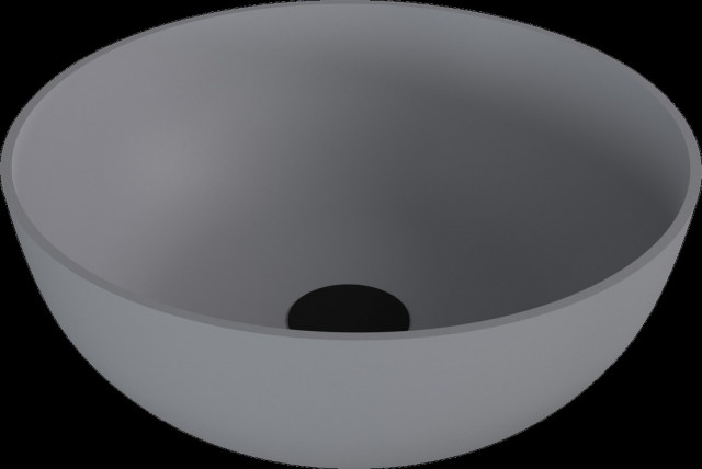 Polysan BANERA ROUND umyvadlo na desku, litý mramor, průměr 39cm, šedá mat