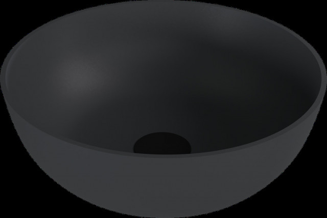 Polysan BANERA ROUND umyvadlo na desku, litý mramor, průměr 39cm, antracit mat