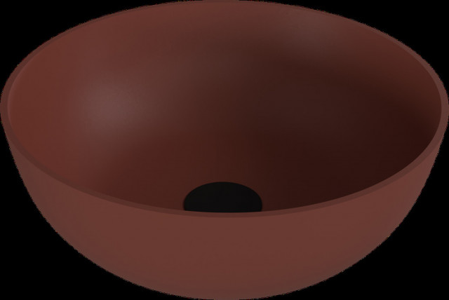 Polysan BANERA ROUND umyvadlo na desku, litý mramor, průměr 39cm, hnědá mat
