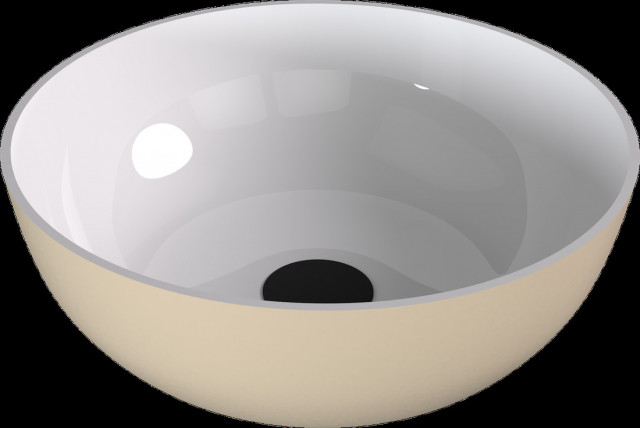 Polysan BANERA ROUND umyvadlo na desku, litý mramor, průměr 39cm, bílá/béžová mat