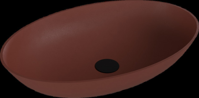Polysan BANERA OVAL umyvadlo na desku, litý mramor, 60x40cm, hnědá mat