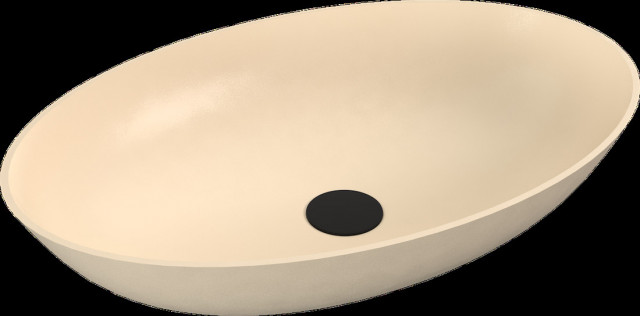 Polysan BANERA OVAL umyvadlo na desku, litý mramor, 60x40cm, béžová mat